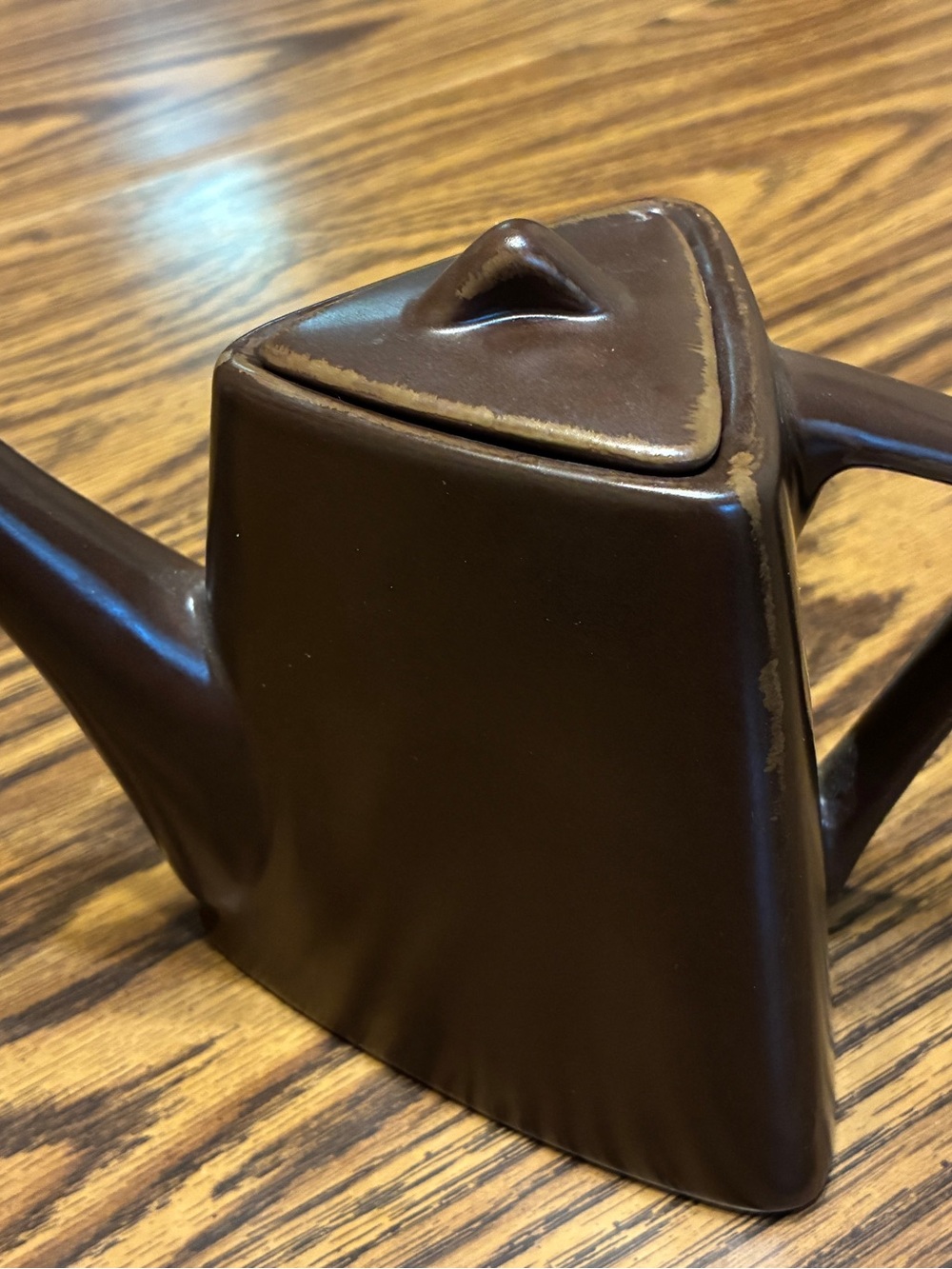 Art Deco Designpac Triangular Teapot, Brown MCM Teapot - Picture 3 of 8